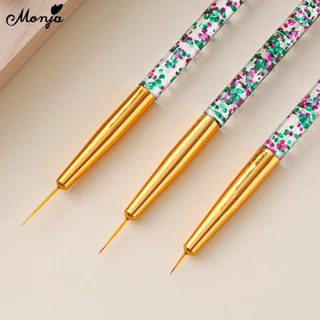 Monja แปรงปากกาเพ้นท์เล็บเจล UV ลายดอกไม้ สีม่วง 3 ขนาด 7 8 11 มม. 3 ชิ้น