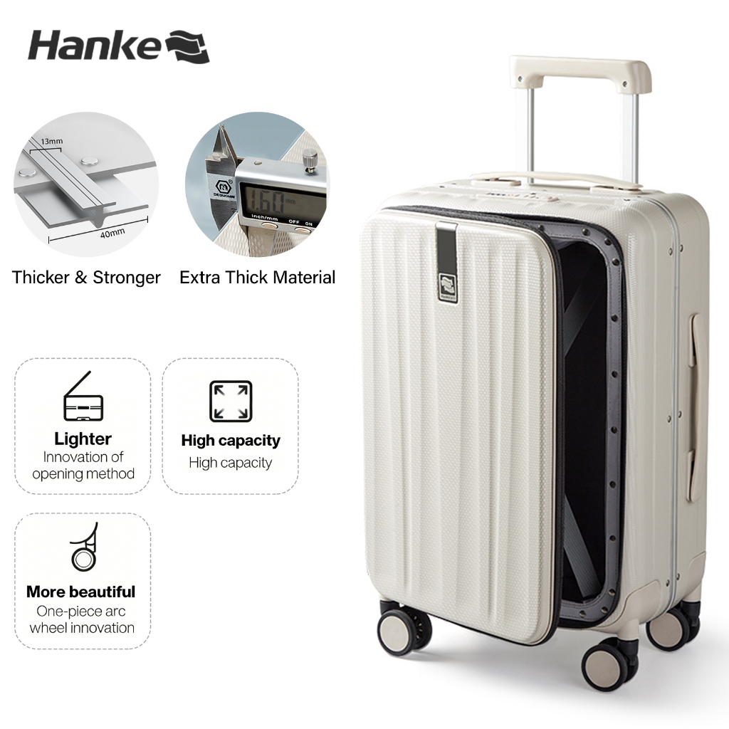 Hanke กระเป๋าเดินทาง 20 นิ้ว กรอบอลูมิเนียม กระเป๋าเดินทางเปิดด้านหน้า Baggage Luggage กระเป๋าเดินทา