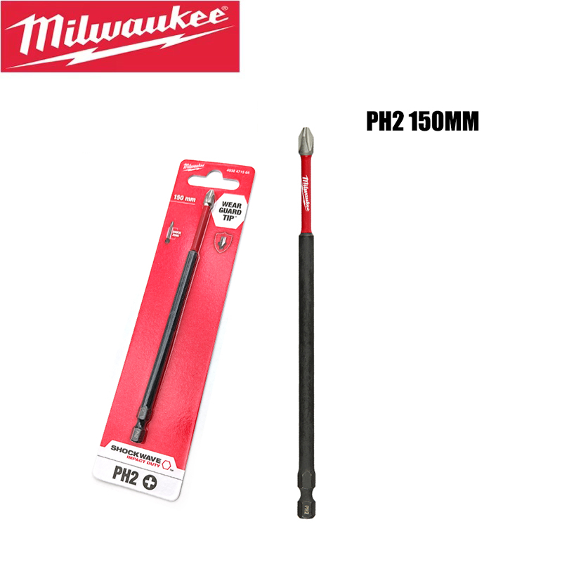 Milwaukee 4932471565 Shockwave Duty PH2 150 มม.Screwdriver Bit เหล็กวิศวกรที่กําหนดเองความแข็งสูงทนทานเครื่องมืออุปกรณ์เสริม