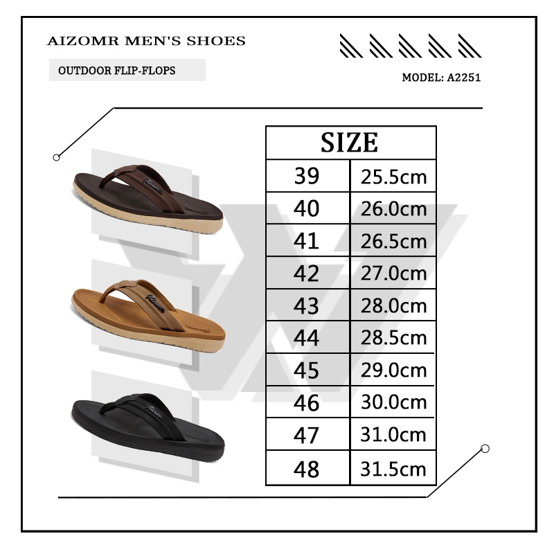AIZOMR รองเท้าแตะผู้ชาย/รองเท้าแตะ ทนต่อการสึกหรอและกันลื่น มีรองรับส่วนโค้ง ดีไซน์ดั้งเดิม รุ่น: A2251 ราคา ถูกที่สุด ดีลบีเคเค แกลเลอรีภาพที่ 9