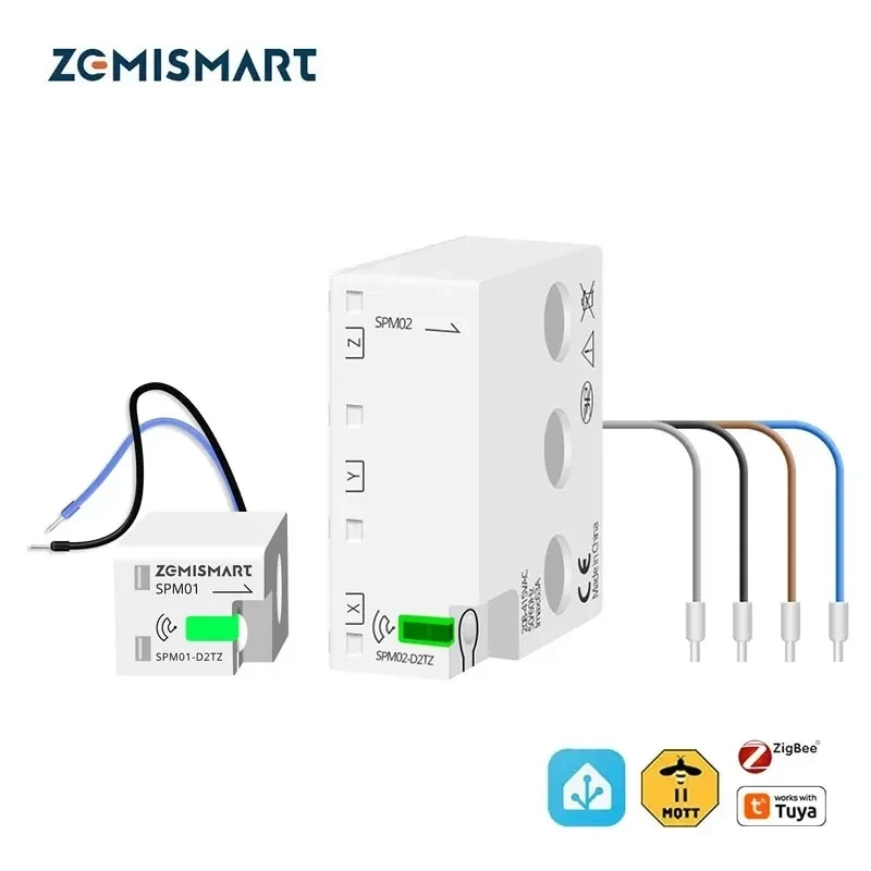 Zemismart Standard Zigbee 3.0 มิเตอร์ไฟฟ้า (1P + N/3P + N Max 63A),สําหรับการตรวจสอบไฟบ้าน,Connec พร