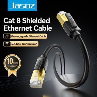Jasoz Cat8 40Gbps Ethernet Cable RJ45 2000Mhz Professional Cat 8 Gaming Lan สําหรับ Router คอมพิวเตอร์แล็ปท็อป