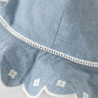 Dave Bella หมวกกันแดด บักเก็ต เด็กหญิง 100% cotton แต่งโบว์ หมวกน่ารัก ยีนส์ ฤดูร้อน DB2261712