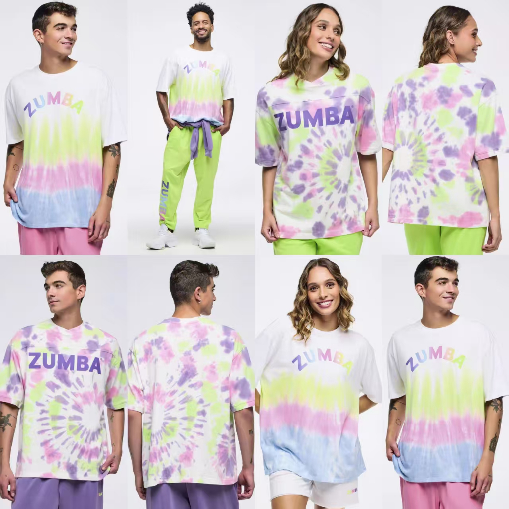 เสื้อกีฬารุ่น ZUMBA 2026 สไตล์ Tie-dye แขนสั้น ไซส์ใหญ่ เหมาะสำหรับทั้งผู้ชายและผู้หญิง
