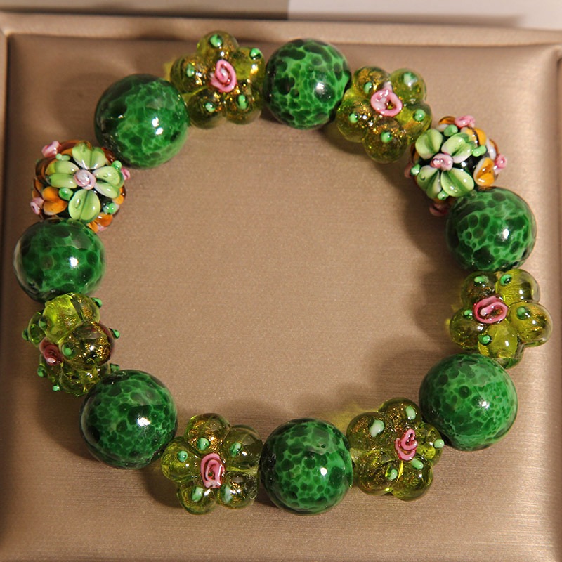 เค-505 สร้อยข้อมือพลอยสีฟ้าโกเมนคริสตัลธรรมชาติออกแบบเดิม ทําเอง สร้อยข้อมือ