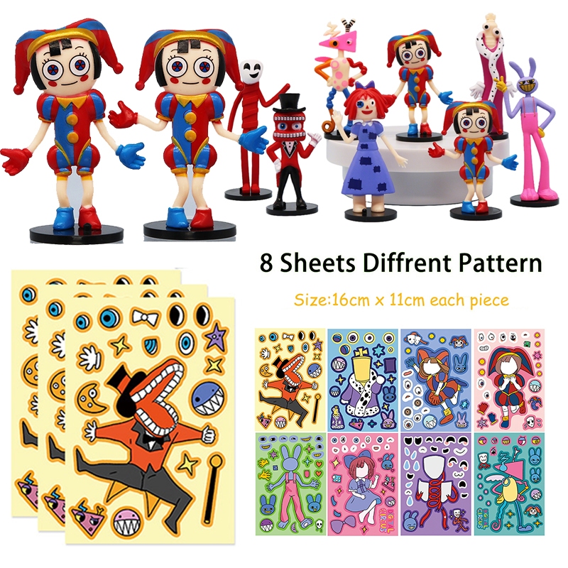 The Amazing Digital Circus Pomni Caine Action Figure ของเล่นอีสเตอร์ Digital Circus DIY สติกเกอร์