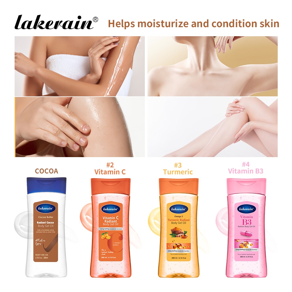Lakerain Body Oil พร้อมวิตามินซี | บี3 | Turmeric Butter Glow For Body Care, Anti Aging, Deep Hydration สําหรับผิวแห้ง, มอยส์เจอร์ 48 ชั่วโมง