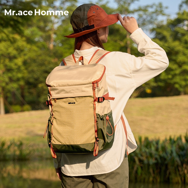 Mr.ace Homme กระเป๋าเป้สะพายหลังกลางแจ้งน้ําหนักเบาขนาดใหญ่ความจุกระเป๋าเป้สะพายหลังเดินป่า Casual Daypack 3462