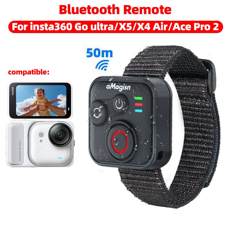 50m aMagisn รีโมทคอนโทรลไร้สายบลูทูธสําหรับ lnsta360 Go ultra / GoPro 9-13, DJI Osmo 360/Action 6/5 pro/4 อุปกรณ์เสริมสมาร์ทโฟน