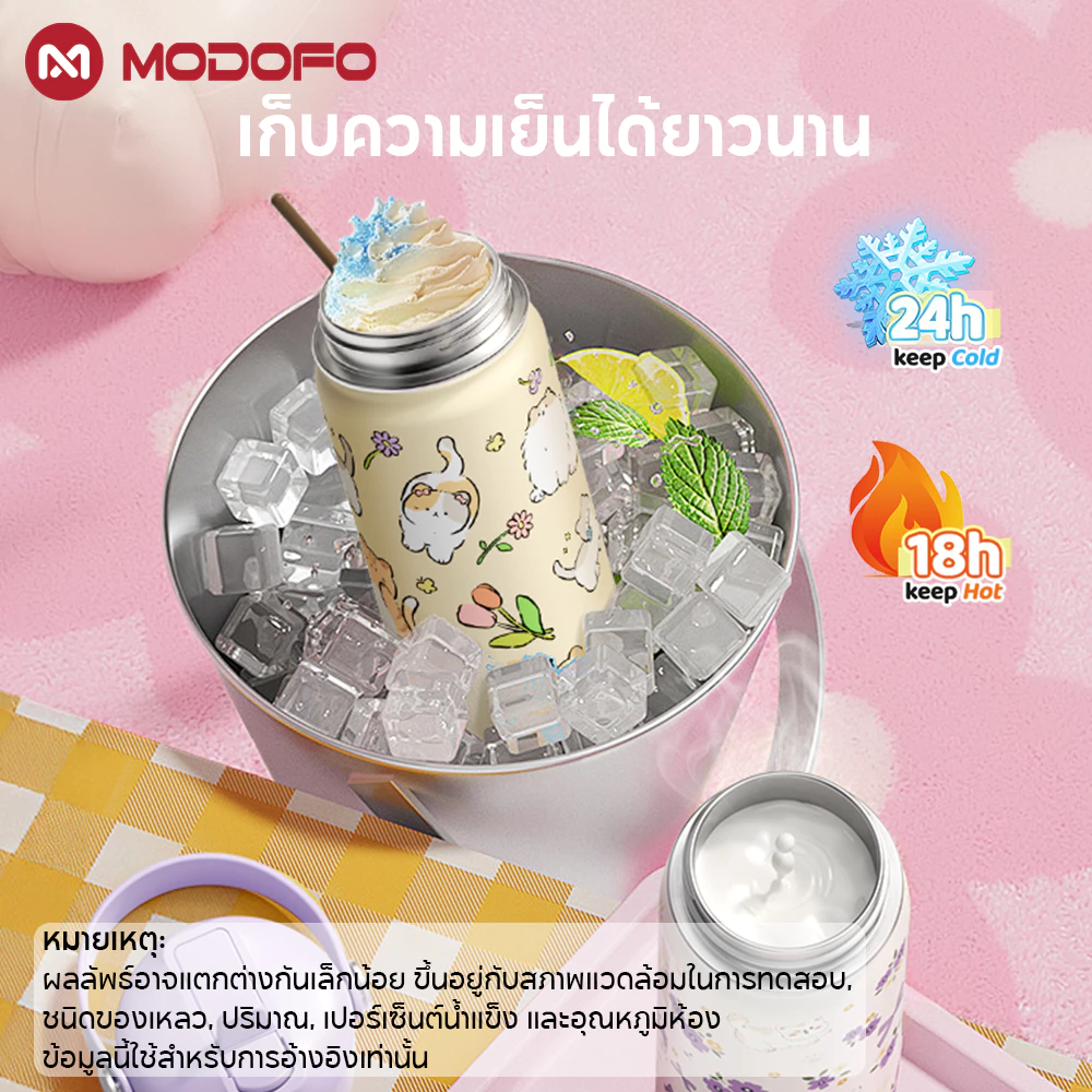 MODOFO ขวดน้ำเด็ก 530ml สแตนเลส 304 กันรั่ว พร้อมหลอดดูด thumbnail 5