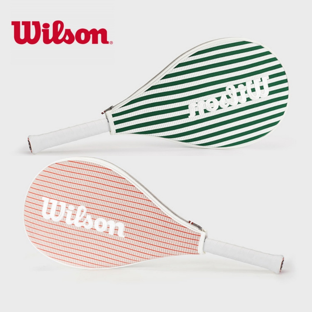 Wilson Unisex กระเป๋าสะพายเทนนิส ลายเส้นตัดกัน พร้อมซองป้องกันแร็กเก็ต