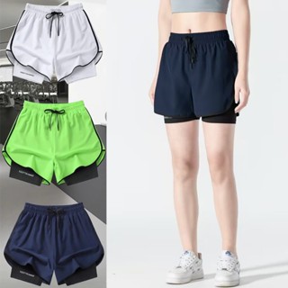 [7 สี] สองชั้น กางเกงขาสั้นแห้งเร็วสำหรับผู้ชายและผู้หญิง ออ…