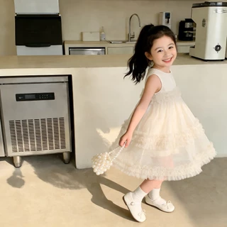 Princess kesli ชุดเดรสเด็กผู้หญิง แขนกุด เดรสเด็ก ชุดเดรสเจ้าหญิง ชุดวันเกิดเด็กหญิง 1-12ปี เสื้อวันแม่