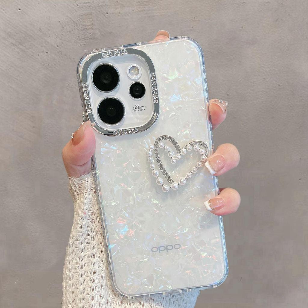 เคส OPPO Reno 15 15F 14 13 5G เคส OPPO Reno 15 14 13 Pro เคส OPPO Reno 15 Pro Max เคสโทรศัพท์ลายเปลือกหอย กันกระแทก สีชมพู