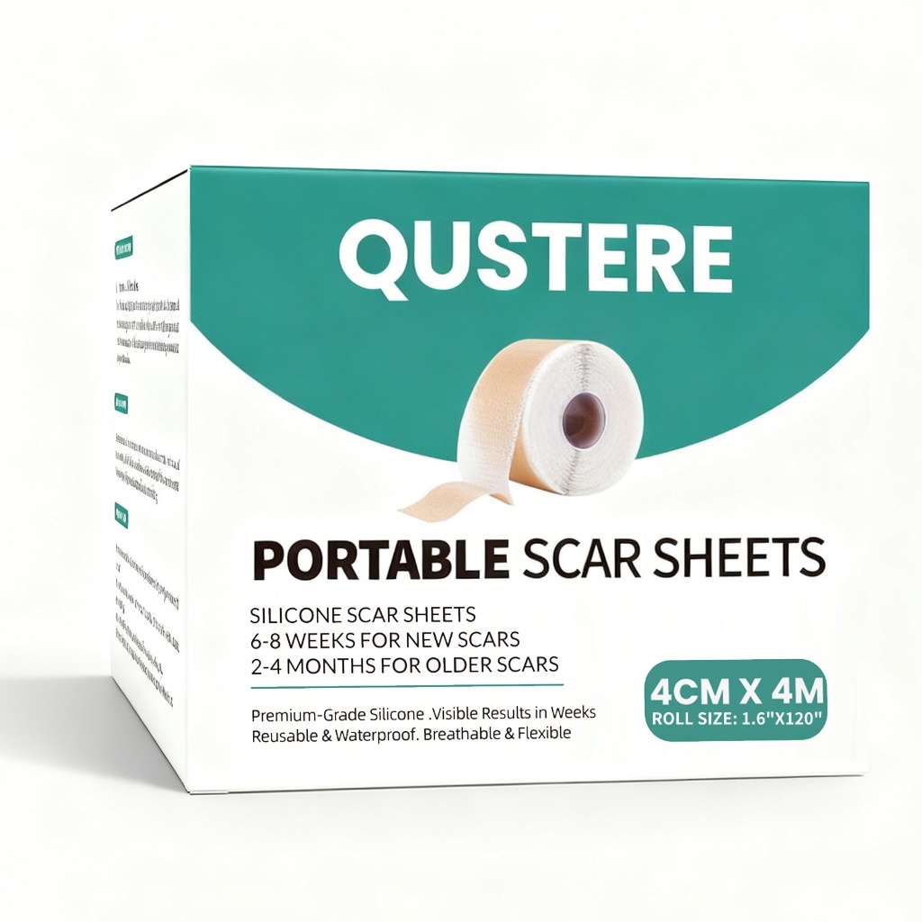 QUSTERE แผ่นแปะแผลเป็นแบบใช้ซ้ําได้ | แผ่นเจลซิลิโคน | ครอบคลุมรอยแผลเป็นที่เป็นมิตรกับผิวและระบายอากาศได้ดี แผ่นแปะสิว  ลดรอยสิว