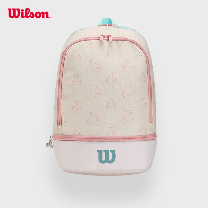 Wilson Wilson กระเป๋าเทนนิส Bear Co-Branded Commuter Travel กระเป๋ากีฬาความจุขนาดใหญ่นักเรียนชายผู้ห