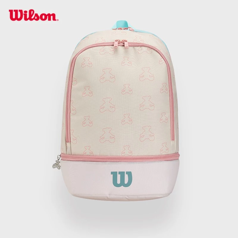 Wilson Wilson กระเป๋าเทนนิส Bear Co-Branded Commuter Travel กระเป๋ากีฬาความจุขนาดใหญ่นักเรียนชายผู้หญิงกระเป๋าเป้สะพายหลัง