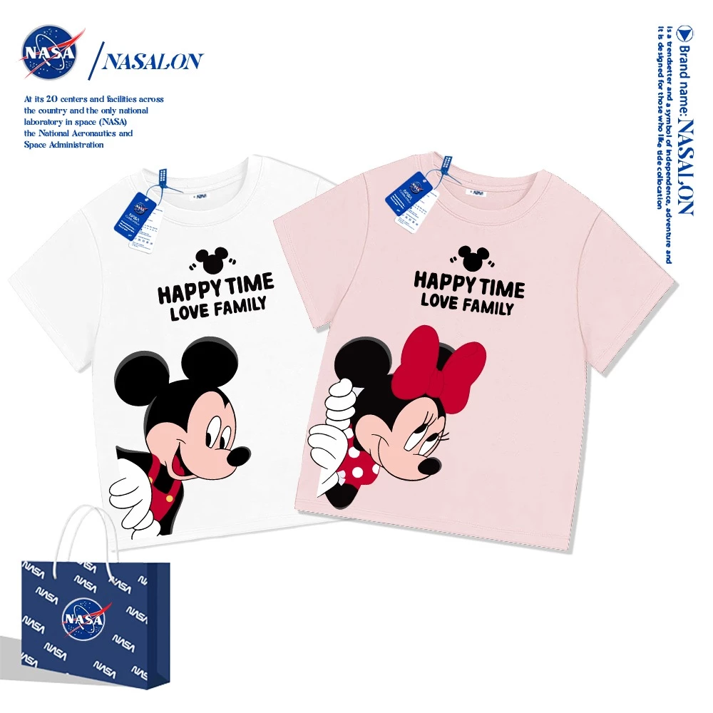 NASA เสื้อยืดเด็ก มิกกี้ มินนี่ลายการ์ตูน ผ้าฝ้าย 100% นุ่มสบาย ใส่ได้ทั้งเด็กชาย-หญิงอายุ 1-12 ปี