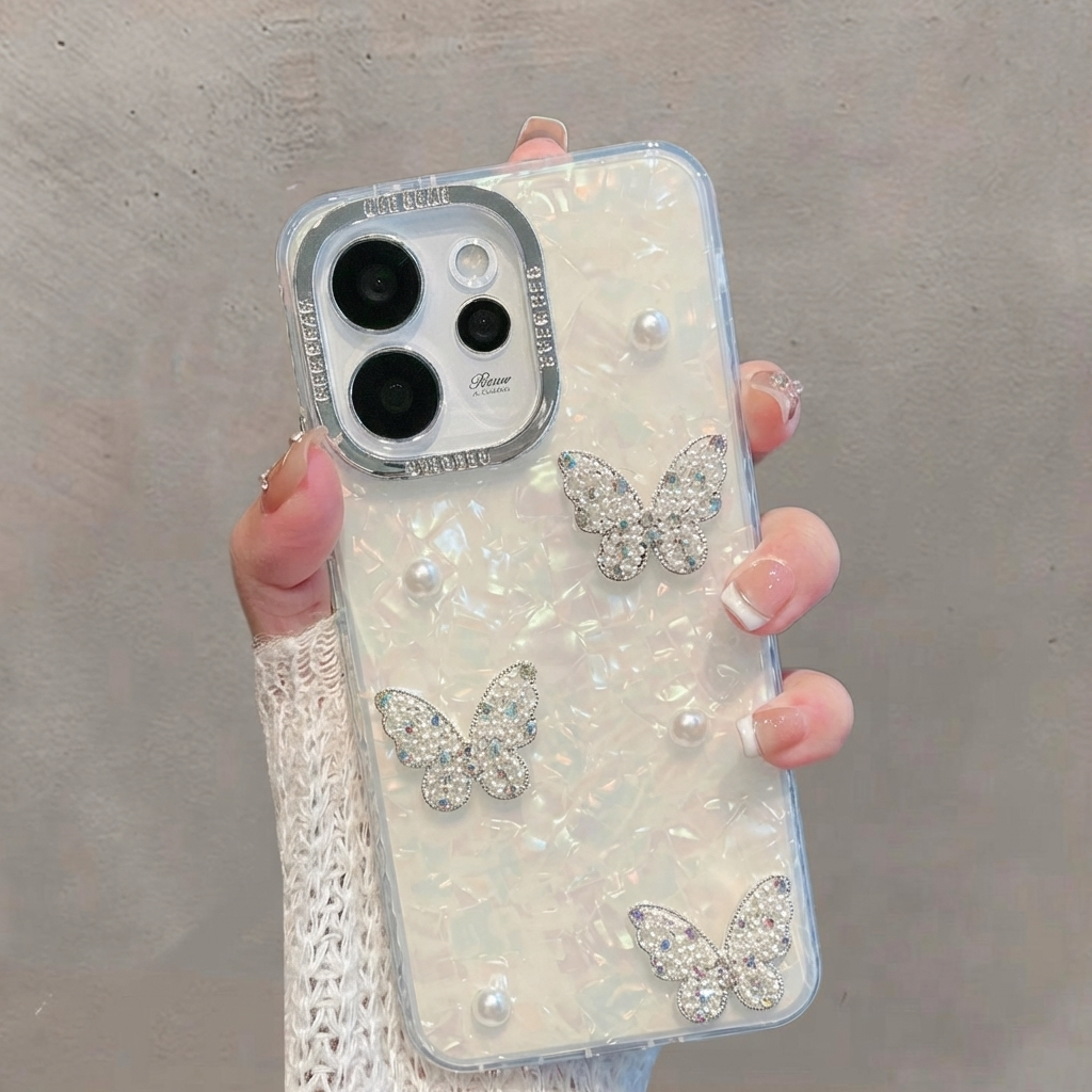 เคส OPPO Reno 15 15F 14 5G เคส OPPO Reno 15 14 Pro เคส OPPO Reno 15 Pro Max เคสแบบแข็ง กันกระแทก สีชมพู เคสแบบเงา ลวดลายกลิตเตอร์ มุก ผิวด้าน