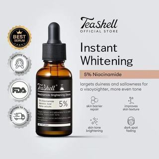 Teashell Whitening Serum 5% Niacinamide & Alpha Arbutin 30ml - Fade Dark Spots Brighten Skin Long Lasting Hydration Sensitive Skin