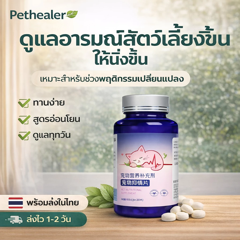 อาหารเสริมแมว ดูแลอารมณ์ ลดความเครียด พฤติกรรมแมว วิตามินแมว 100g พร้อมส่งในไทย