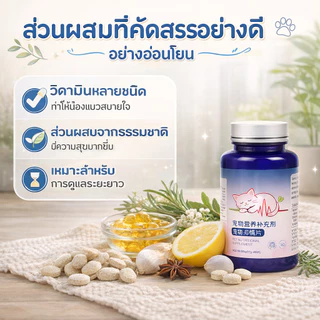อาหารเสริมแมว ดูแลอารมณ์ ลดความเครียด พฤติกรรมแมว วิตามินแมว 100g พร้อมส่งในไทย