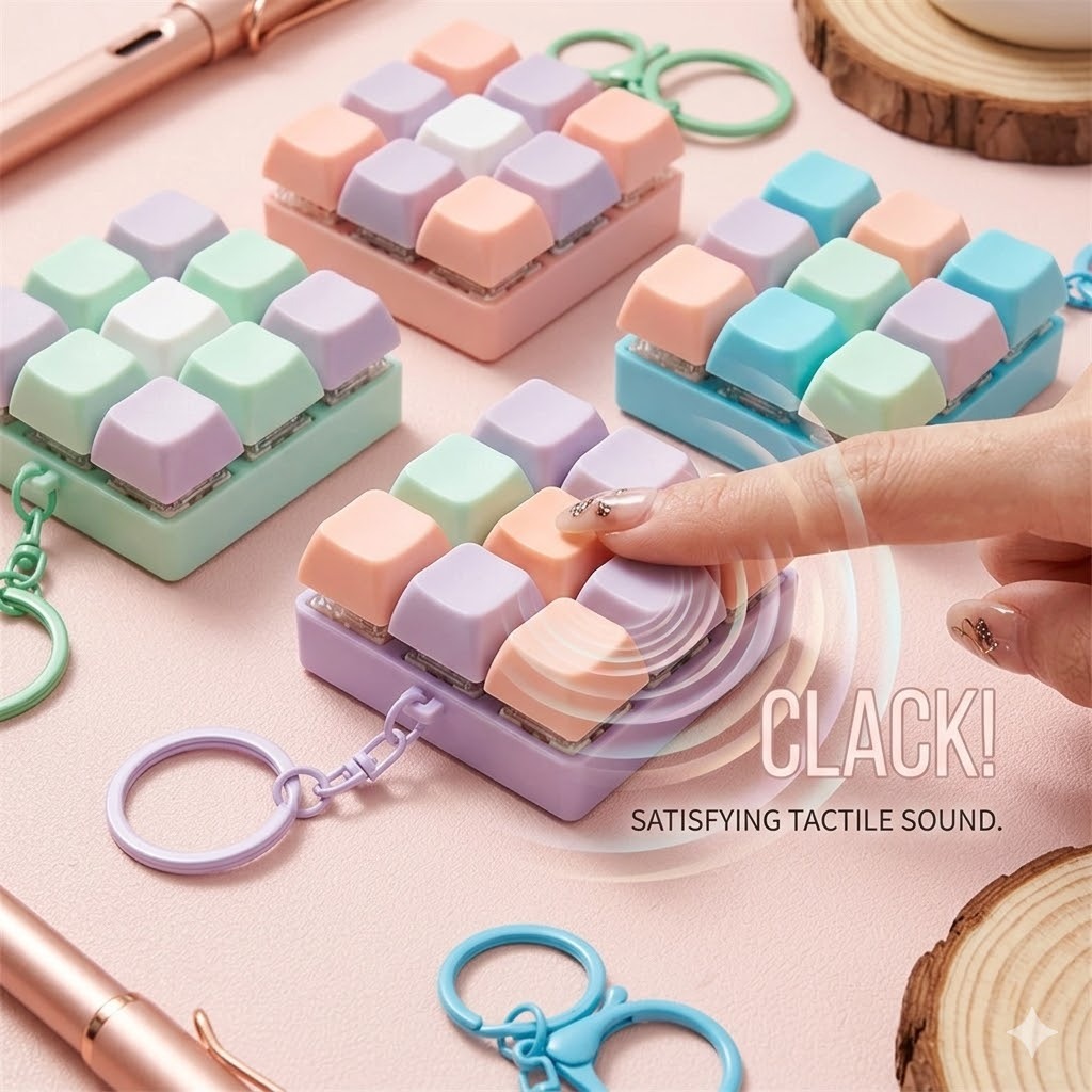 คีย์บอร์ด Fidget Toy Fidget Decompression พวงกุญแจปุ่มของขวัญ Fidget สําหรับผู้ใหญ่เพื่อบรรเทาความเค