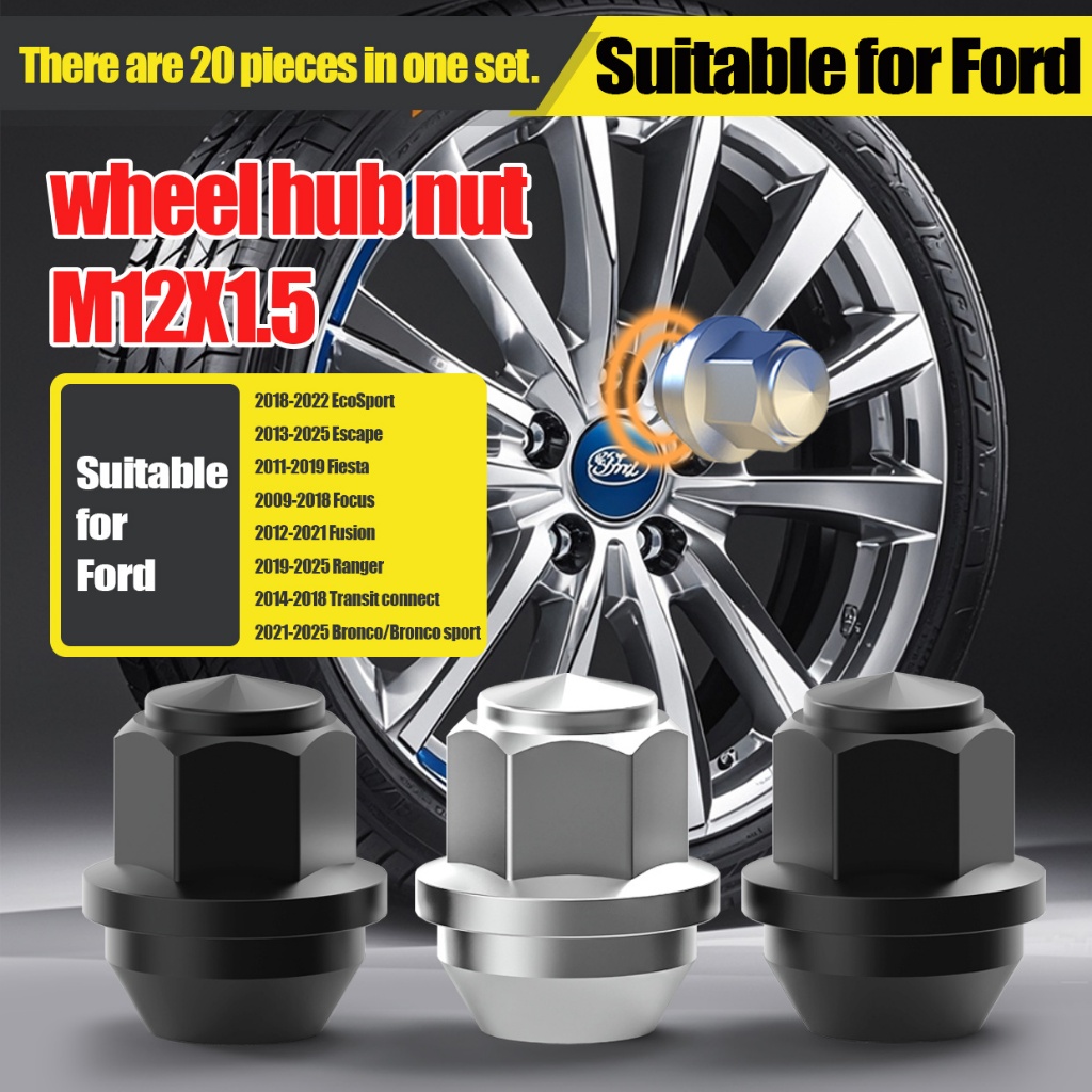 M12x1.5 Stock Lug Nuts เข้ากันได้กับ Ford และ Lincoln, เหมาะกับ 2006-2019 Fusion, 2001-2011 Escape, 