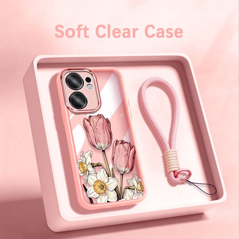 YBDเคสโทรศัพท์สําหรับOPPO A6C A6 Pro A6X A6T Pro A6S A6K INSสไตล์ภาพวาดสีน้ํามันดอกไม้ซิลิโคนบางเฉียบนุ่มClear Shell