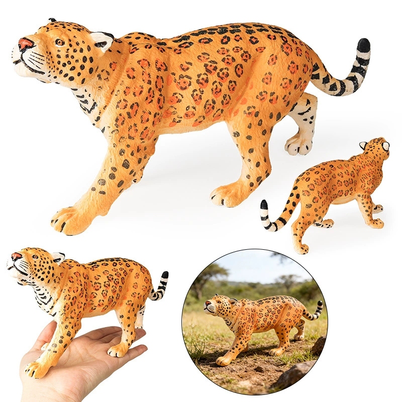 Solid panthera onca เสือดาวจําลองรุ่นเด็กวิทยาศาสตร์การศึกษาของเล่นตุ๊กตาสัตว์ props เครื่องประดับตก
