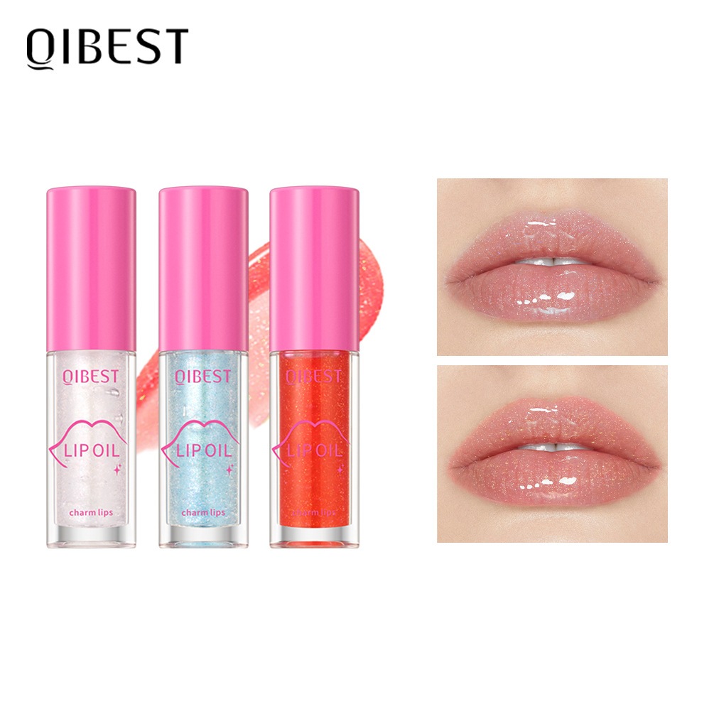 QIBEST ลิปกลอสใส Dudu Lip Moisturizing and Nourishing Pearlescent Lip Glaze Water Gloss Lip Color Lip Oil