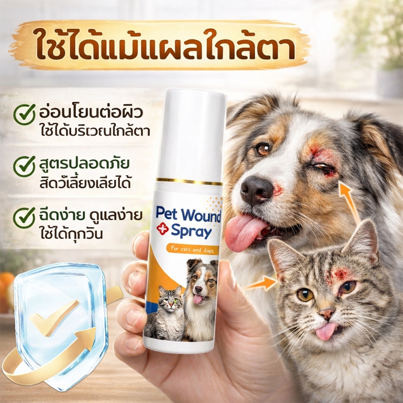 🐱สเปรย์สมานแผลสัตว์เลี้ยง🐶 SA สเปรย์พ่นแผล แผลแห้งไว ฆ่าเชื้อแบคทีเรีย สูตรนาโน สำหรับหมาแมว ปลอดภัยเลียได้