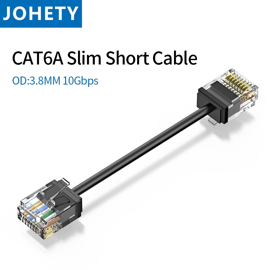 JOHETY 12pcs Cat6a สั้นแบน Ethernet Patch 28AWG RJ45 UTP สาย 1G สนับสนุน Cat 6 สายแพทช์สําหรับ NAS แผงสวิทช์ Flexiable