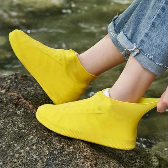 Unisex Anti-slip Rain Shoe Cover กลางแจ้ง Rainy Day กันน้ํา Anti-puff หนาทนต่อการสึกหรอซิลิโคนหิมะ @