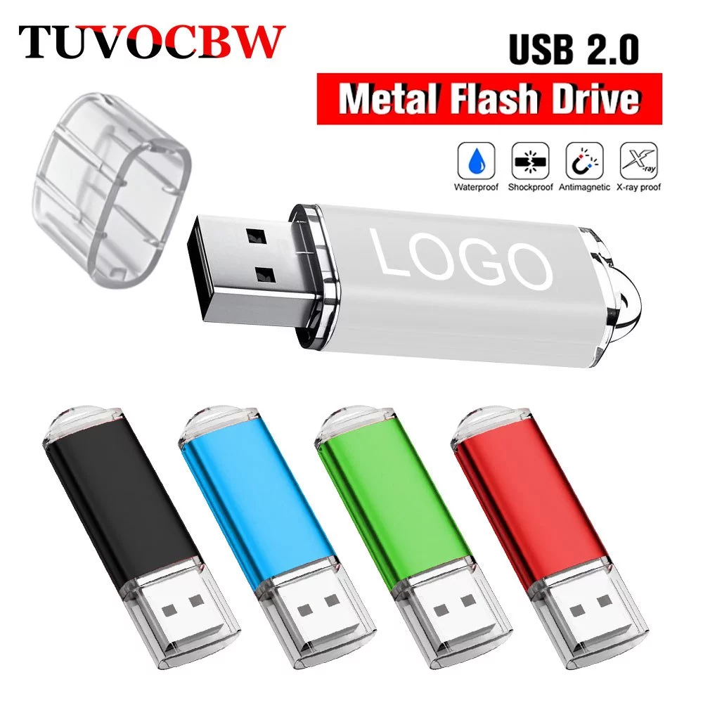 USB 2.0 แฟลชไดรฟ์โลหะ 128GB กันน้ําหน่วยความจําแบบพกพา Stick 64GB ไดรฟ์ปากกา 32GB pendrive 16GB 8GB U Disk 4GB