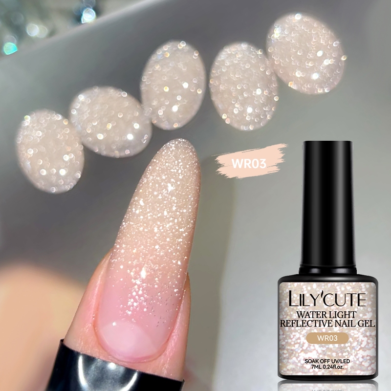 ทองสีชมพูสะท้อนแสงGlitterเจลยาทาเล็บBrightประกายเงินสีกึ่งถาวรแช่ปิดเล็บUVเคลือบเงาเล็บอุปกรณ์