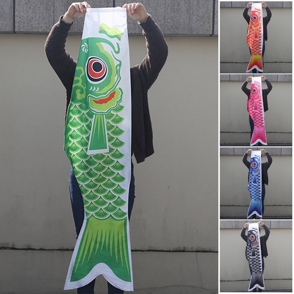{xiapimart} แขวนตกแต่งญี่ปุ่น Koi ปลาคาร์พ Windsock ธงปลา Streamer Vivid สีประณีตรูปแบบยาวทนทานกลางแจ้งแขวนตกแต่งสําหรับสวนระเบียงเทศกาล Celebrati