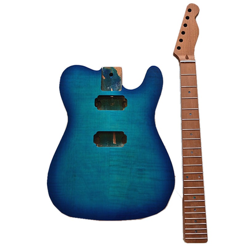 กึ่งสําเร็จรูป 6 สาย TL กีตาร์ไฟฟ้า, Blue Tiger Maple Veneer Top Mahogany Body & Roasted Maple คอ Di