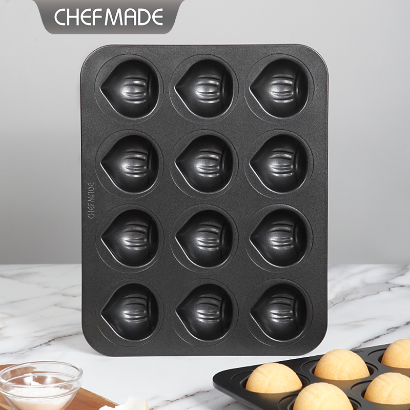 CHEFMADE 12 Cup Non-stick Chestnut Cake Mould Shell Shape Madeleine Pan Butter Rice Cake เตาอบ Bakeware WK9876