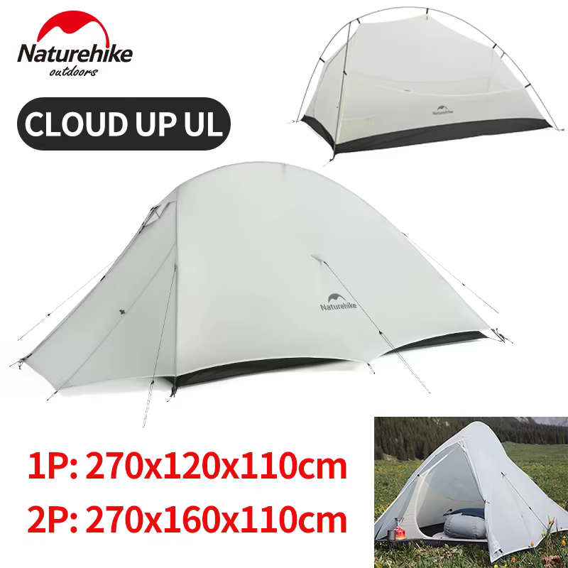 Naturehike Cloud Up UL เต็นท์ 1-2 คน Ultralight 15D กันน้ําตั้งแคมป์เดินป่า Backpacking เต็นท์