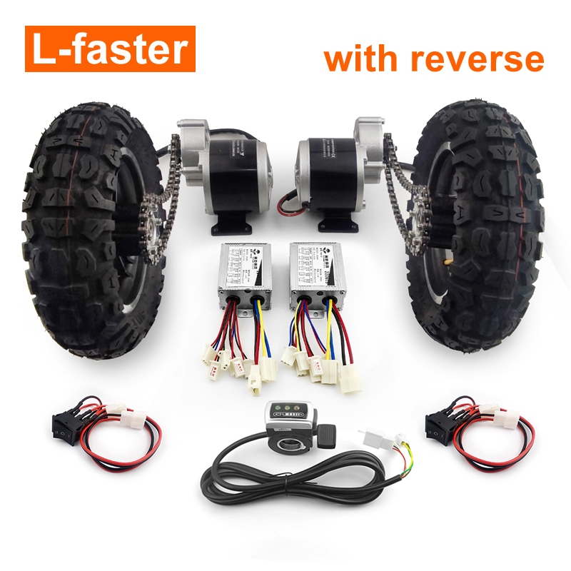 L-Faster 10 นิ้ว รถเข็นไฟฟ้าDual Drive 350W เกียร์มอเตอร์ สำหรับการขับเคลื่อนออฟโรด