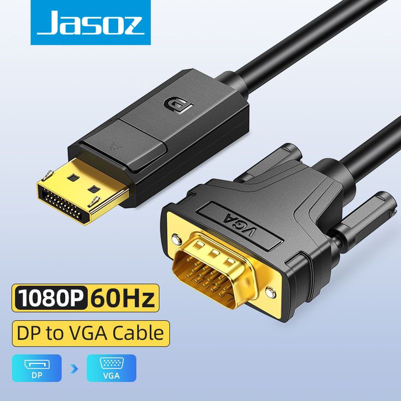 Jasoz Displayport to VGA Cable DP to VGA Male to Male Adapter 1080P Connector for Laptop Projector Monitor Display Port to VGA Adapter