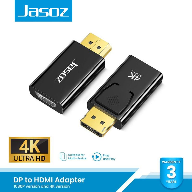Jasoz 4K DP to HDMI Adapter DisplayPort Male to HDMI Female TV Video For PS5 PC TV Laptop Desktop