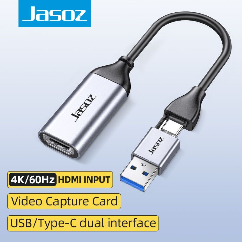 Jasoz USB 3.0 Video Capture Card HDMI To USB/Type-c Game Grabber Record ms2130 For Switch Xbox PS4/5