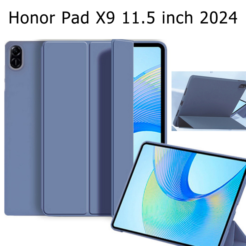 สําหรับ Honor Pad X9 11.5 นิ้ว 2024 ELN-W09 ELN- L09 แฟชั่นผิว PU หนังซิลิโคนนุ่มน้ําหนักเบาพับขาตั้