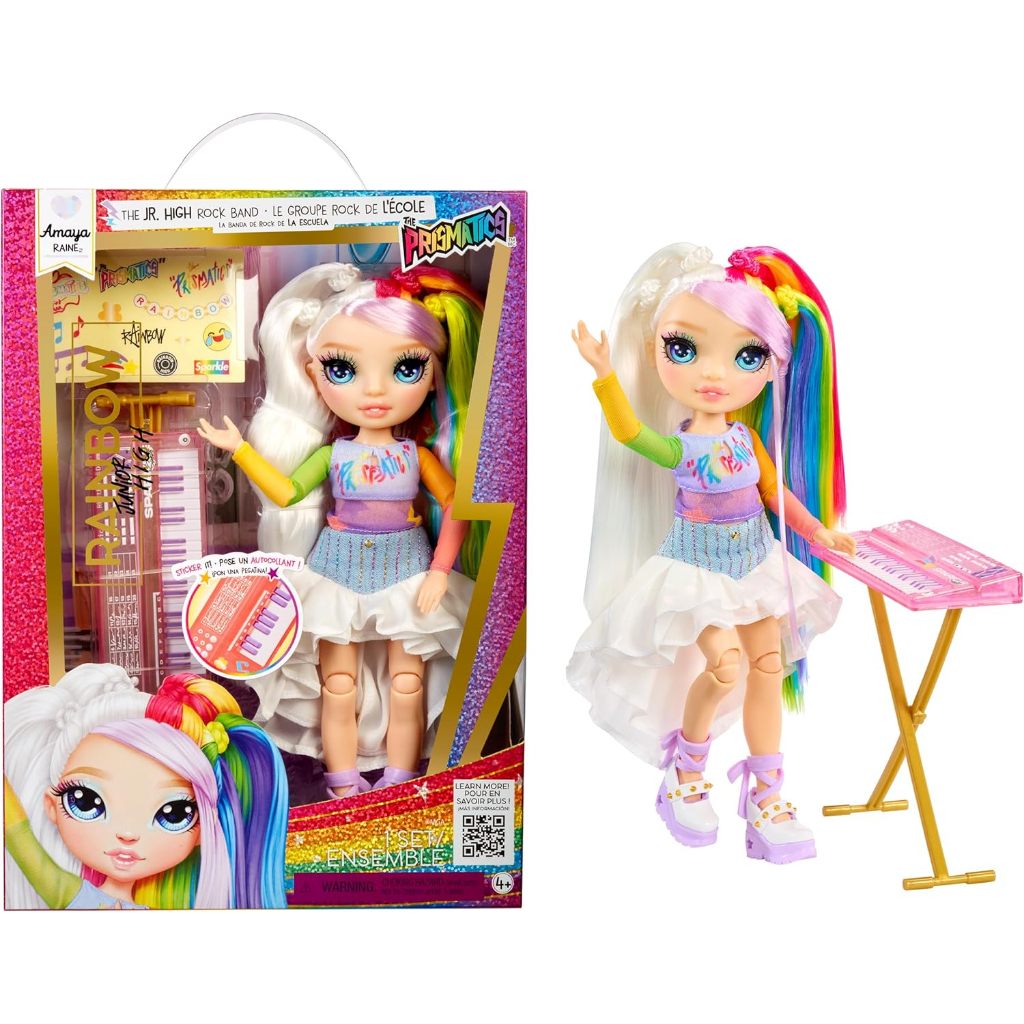 Rainbow High Jr High Rock Band - Amaya, Rainbow 9 Fashion Doll พร้อมคีย์บอร์ด ปรับแต่งด้วยสติ๊กเกอร์
