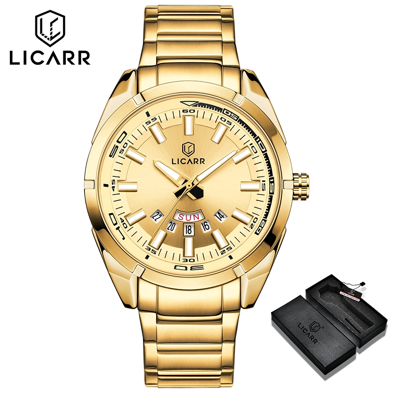 LICARR Quartz นาฬิกาผู้ชายธุรกิจกีฬากันน้ําวันที่นาฬิกาเรียบง่าย 9565