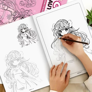 การ์ตูนสาวสวยภาพวาดบทช่วยสอนสายร่างคัดลอกสามเณรศูนย์เบื้องต้นเบื้องต้นสองมิติอะนิเมะตัวละครมือ-สี