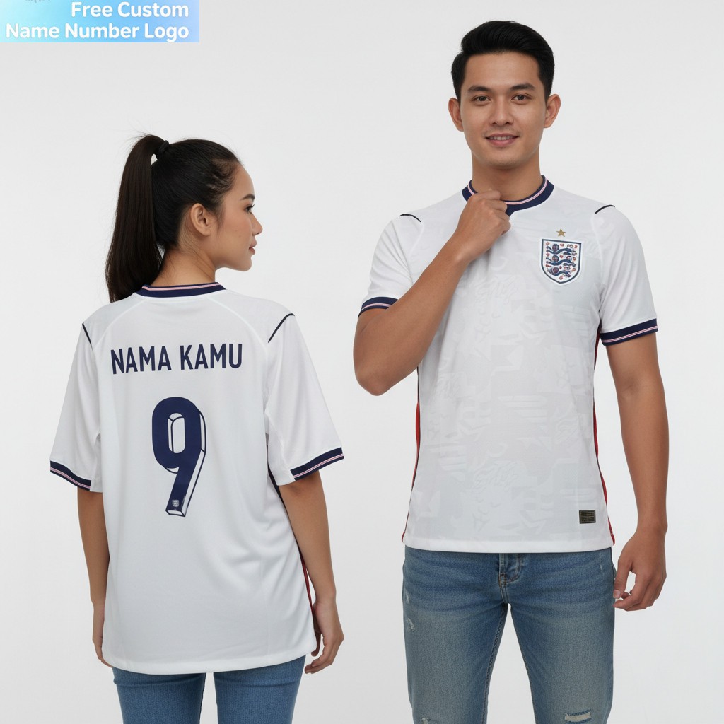 เสื้อยืนหลักทีมชาติอังกฤษ ฤดูกาล 2026/27 สีขาว พร้อมพิมพ์ชื่อและหมายเลขได้