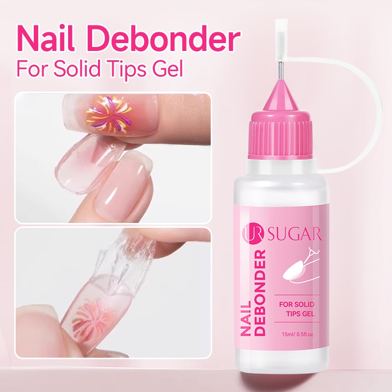 UR SUGAR 15ml น้ํายาล้างเล็บสําหรับกดบนเล็บได้อย่างง่ายดายลบเล็บปลอมเคล็ดลับกาวแข็งเจล Remover เจลปลายเล็บแข็ง